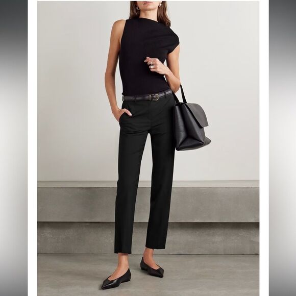 Theory Slim Trousers Black Mid weight sz 6 Office Preppy Corpcore Classic Slink - Picture 10 of 12